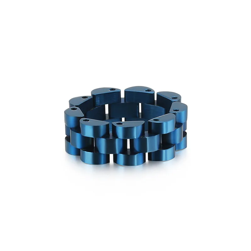 Punk Trend Finger Rings Chain Stainless Steel Rings Men Rock Colorful Bike Chain Rings
