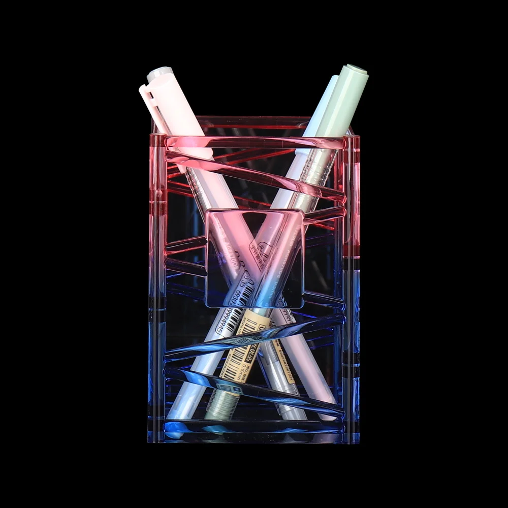 Factory Wholesale Stationery Set Acrylic Office Accessories Single Tabletop Organizer Pencil Acrylic Pen Holder