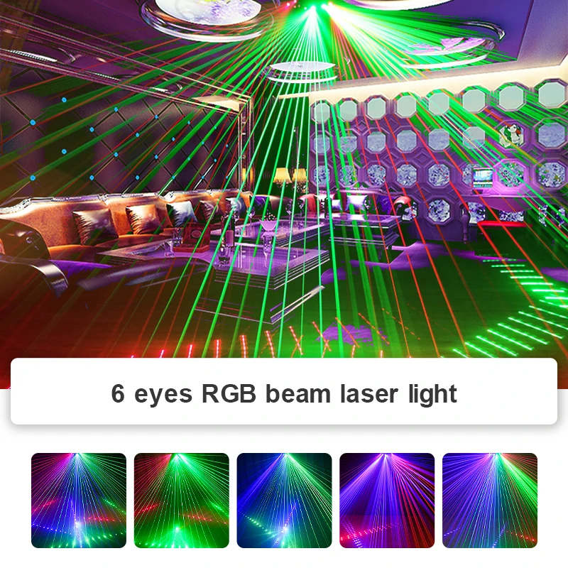 Factory price 6 eyes laser strobe stage party beam light RGB programmable laser beam dj lights wedding birthday decoration light