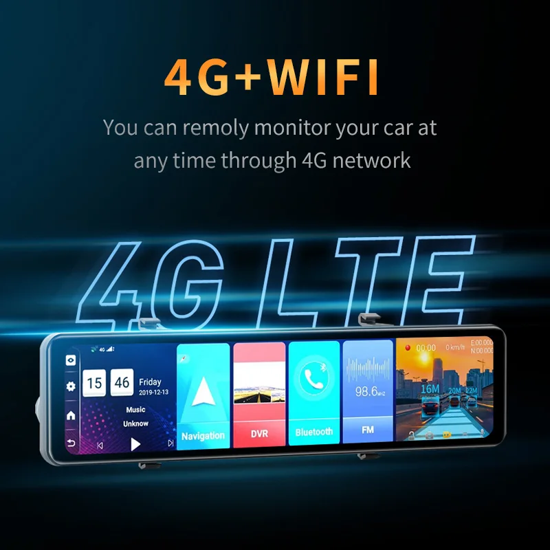 Mirror Dash Cam 4G LTE Car Dash Camera 24 Hour Recording with Live GPS Tracking