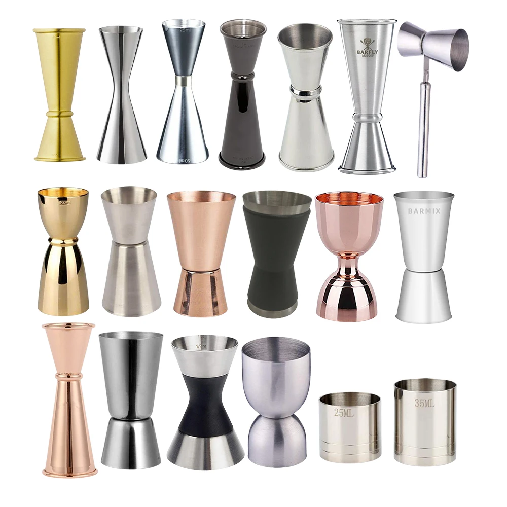 5ml 20ml 30ml 40ml 45ml 60ml stainless steel silver copper rose golden gun black golden bar jigger cocktail jigger double sided