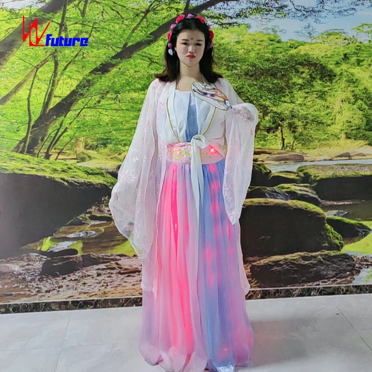Traditional Chinese LED Hanfu Ancient Clothing Changing Color LED Fairy Costume Boys Dance Stage Performance Ballroom Robot Sets