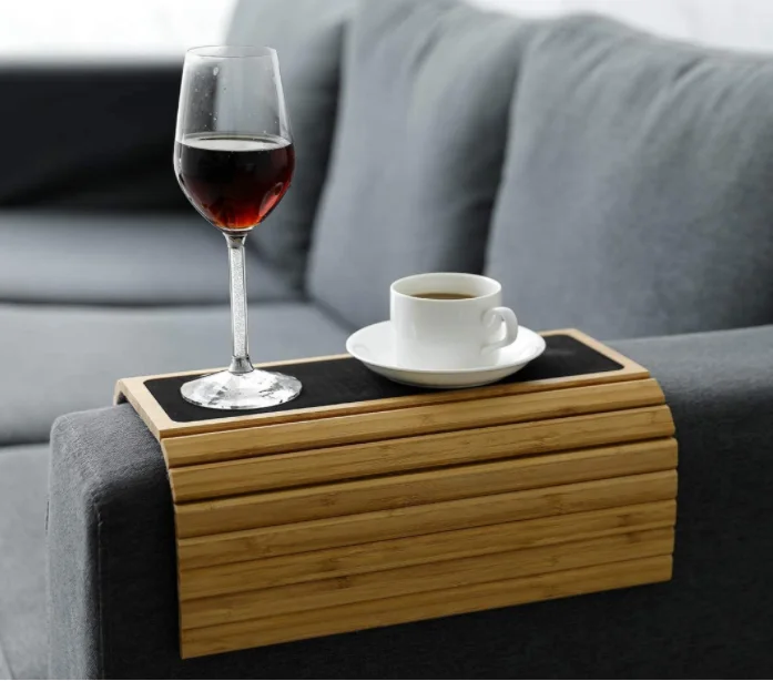 Bamboo sofa arm tray for couch Armrest Foldable bamboo sofa couch Bamboo Sofa Cup Holder Arm Tray