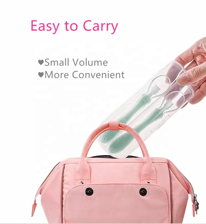 Fubon baby silicone around fork spoon combination with Nylon Insides feeding tableware spoon Custom Service Available