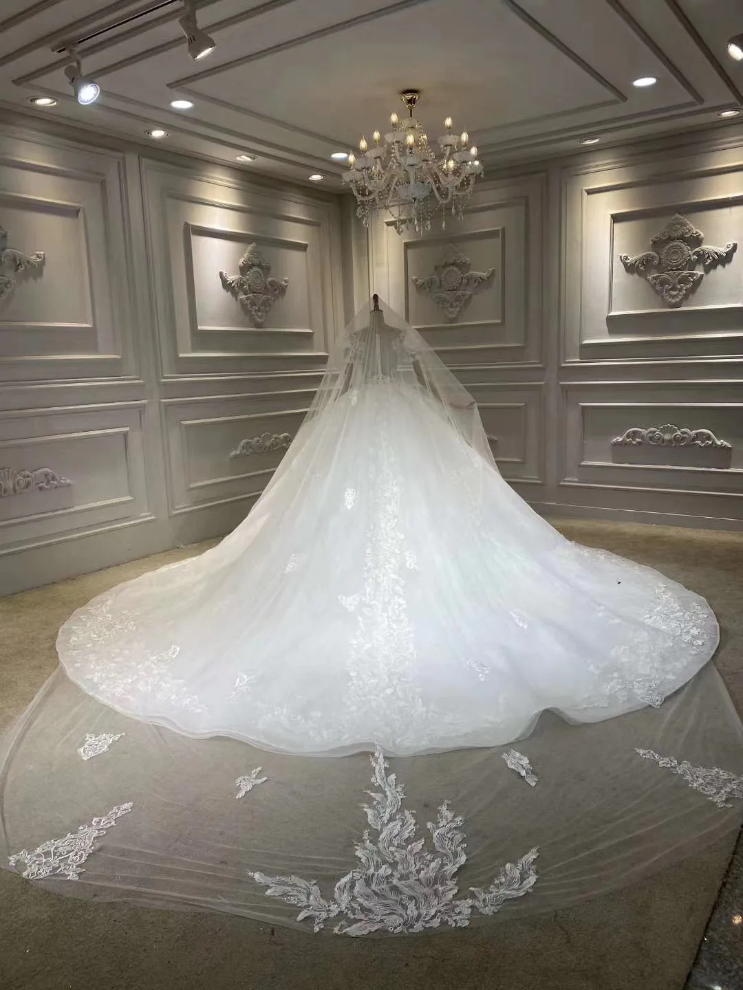 Half Sleeve Boat Neck Ball Gown Classic Lace Embroidery Fairy Mesh Embroidered Wedding Dress Wedding Princess Dress