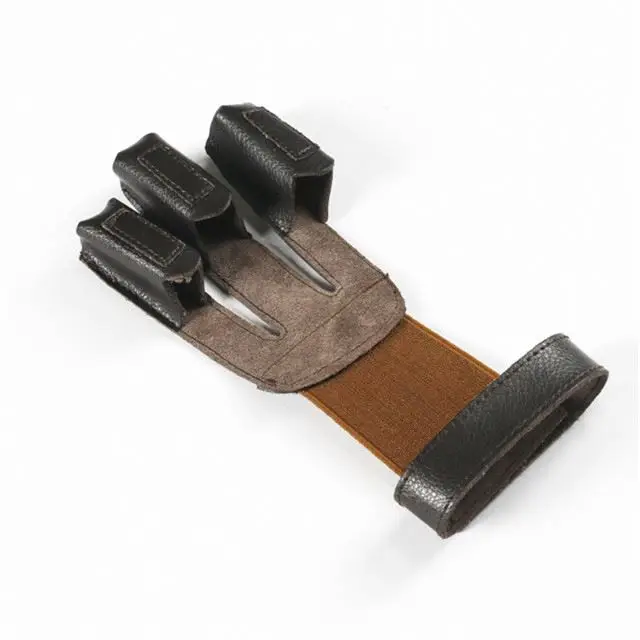 Leather archery adjustable three finger guard glove for bow and arrow shooting both left and right hand