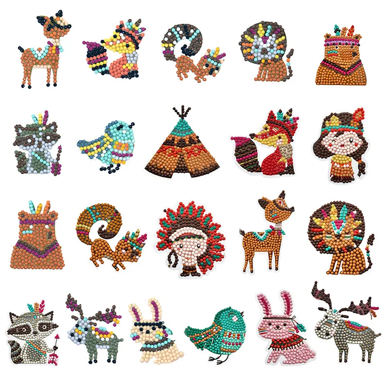 Pop Arts and Crafts for Kids Ages 8-12 DIY Christmas Cartoon Stickers Emojis Animal Diamond Painting Kits for Kids