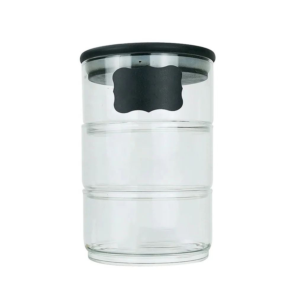 Airtight Spice Jars / Glass Food Jars / Stackable Glass Kitchen Storage  Jars with Black Bamboo Lid