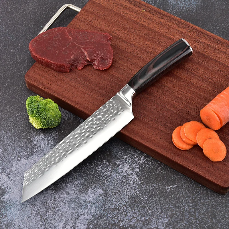 Stainless Steel Kitchen Knife Household Kitchen Knife Special Chef Meat Cutting Hammer Pattern Forging Pattern Slicing Knife