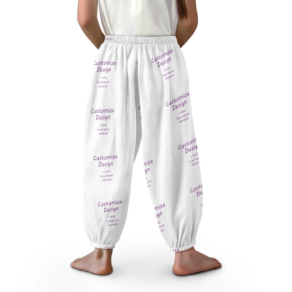 New Baggy Sweatpants Custom Print on Demand Sportswear Dropshipping Unisex Wide Leg Jogger Pants with Elastic Waistband for Kids