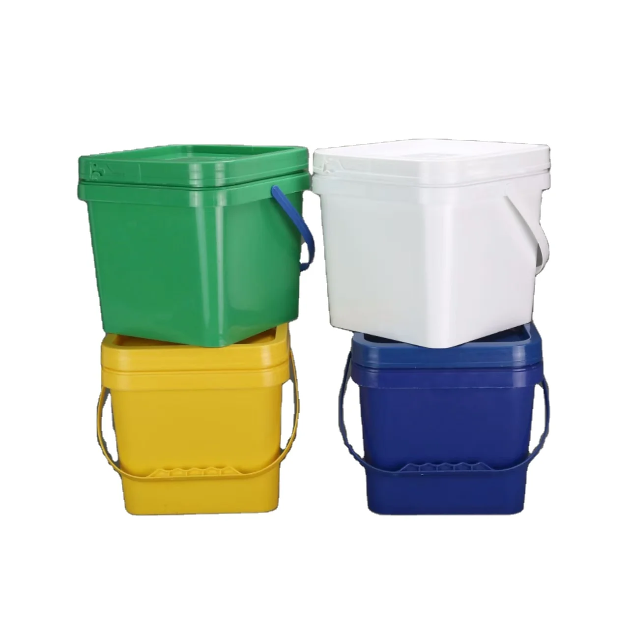 Manufacturer Wholesale Custom 5 Gallon Green Plastic Square Barrel Handle 20 Liter Square Bucket Water Paint Use Made PP PE