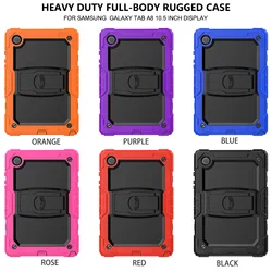 For Samsung Galaxy Tab A 8 Thick Silicone Shoulder Strap Rotate Handle Rugged Tablet Case