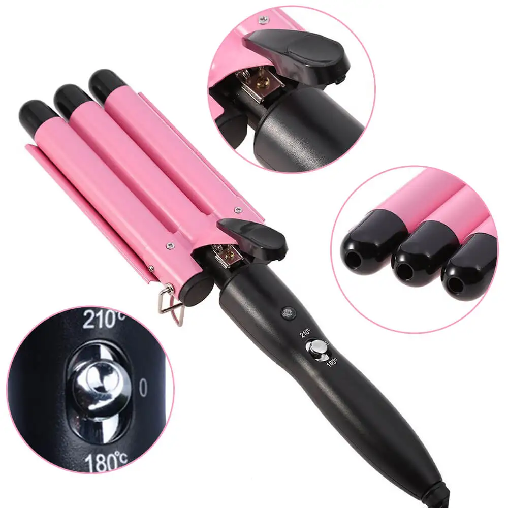 Wholesale Triple Barrel Curling Iron Ceramic Hair Curler Waver Wand Curling Tongs Hair Crimper Curl Tool 3 Barrels Curling Iron