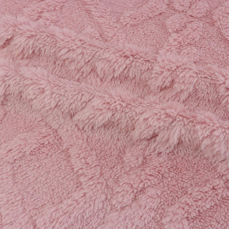 Double-sided Jacquard Arctic Velvet Printed Striped Soft Baby Fleece Faux Rabbit Fur Fabric