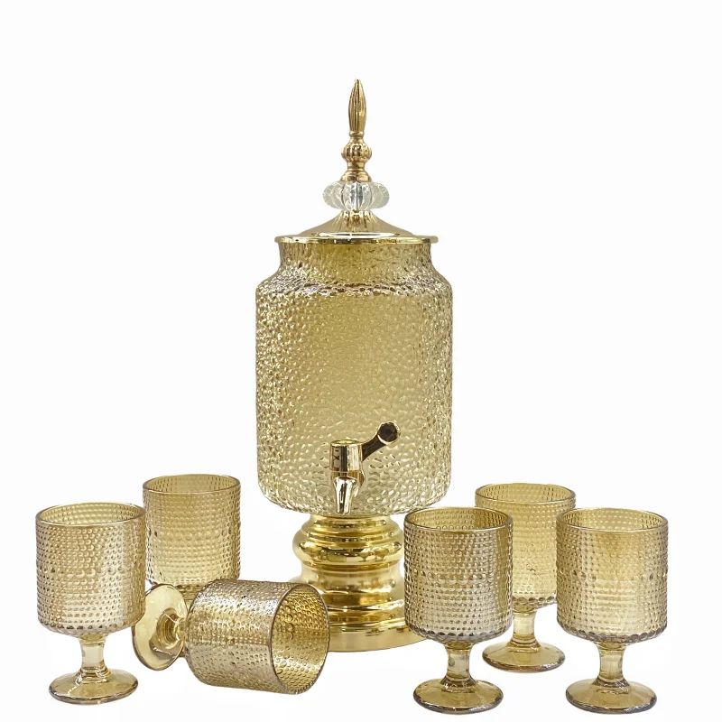 Дозатор для напитков из золотого стекла с металлической подставкой набор воды и безалкогольных декоративный контейнер еды