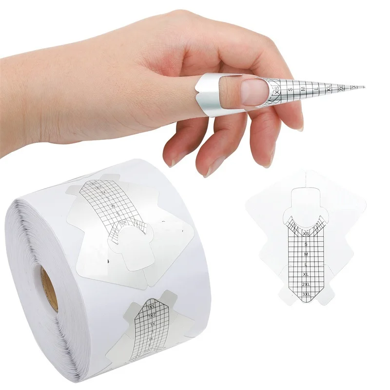 500pcs French Paper Builder Gel Nail Form Tips Acrylic UV Gel Extended Nail Form Nail Art Guide Mold Manicure DIY Tool
