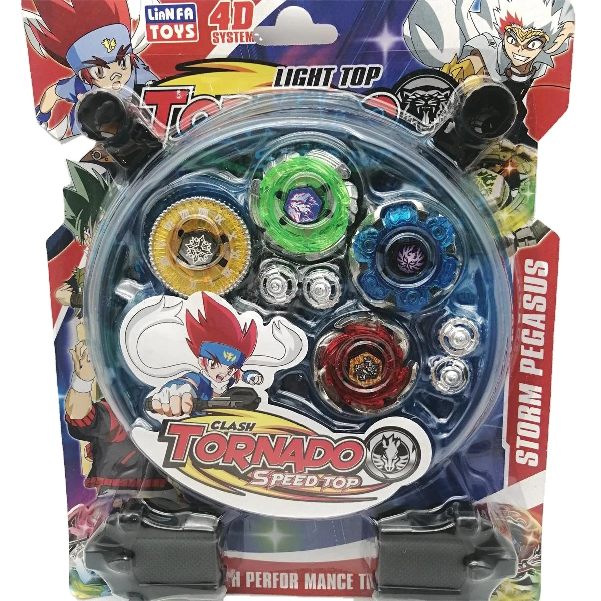 Kids Playing Toys Game Spinning TOP Set 4 Pieces Gyros 2 Launchers 1 Stadium 4D Battle Top Set