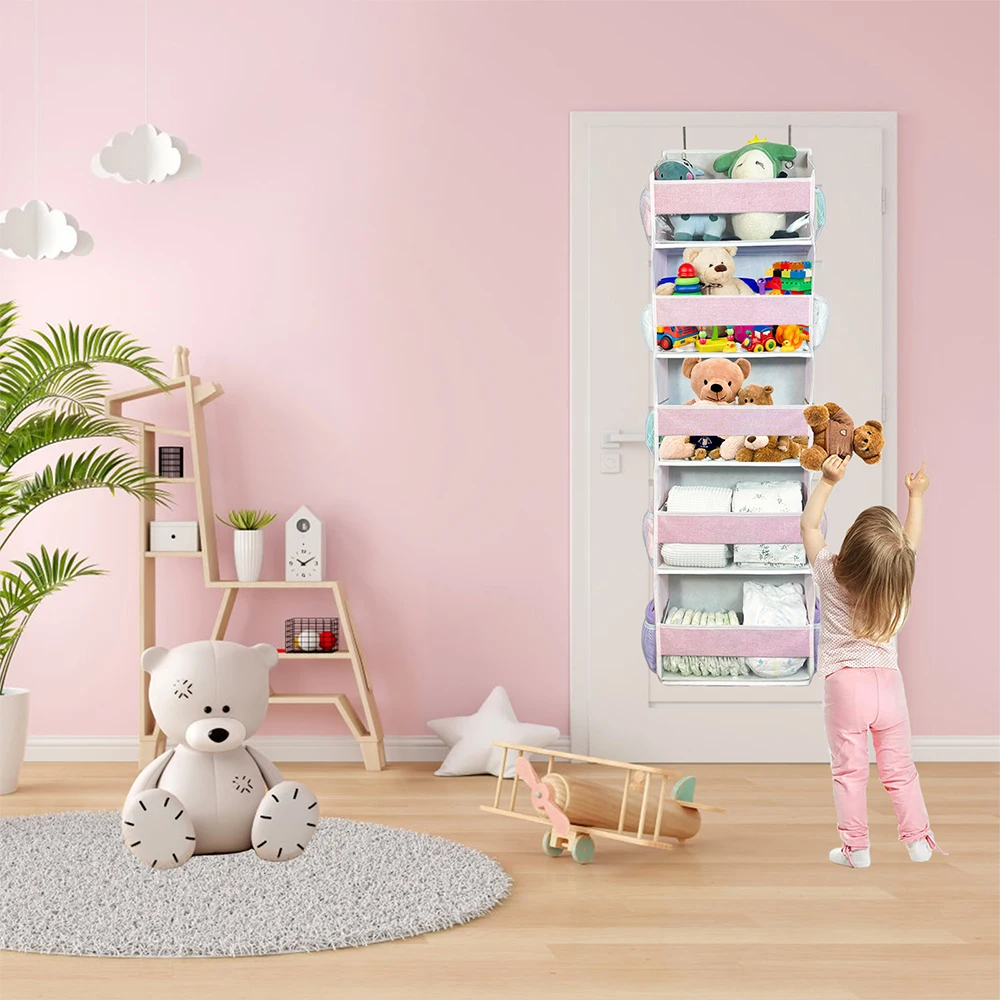 Nursery Closet Cabinet Over Door Organizer Baby Storage Shelf With Mesh Pockets