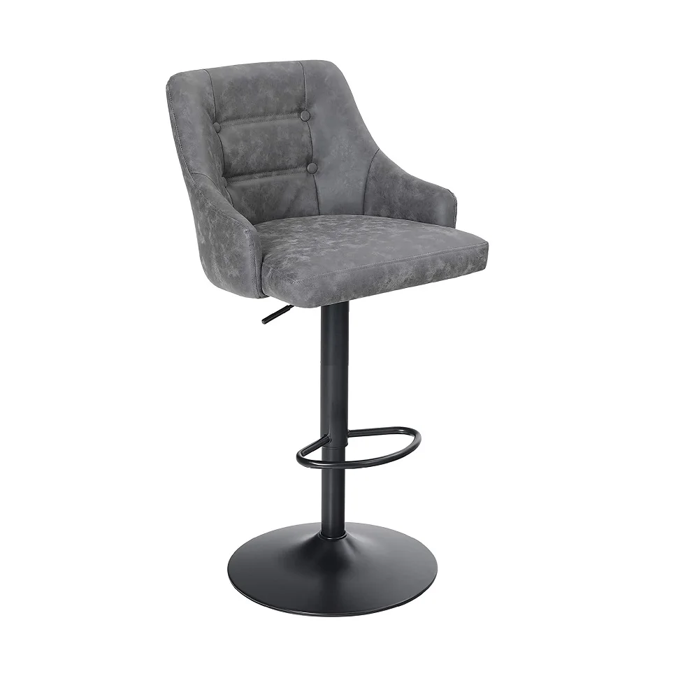 Button-tufted counter stool  Adjustable Airlift Counter Height Bar Stool Kitchen Dining Cafe Hydraulic PU Leather Bar Chair