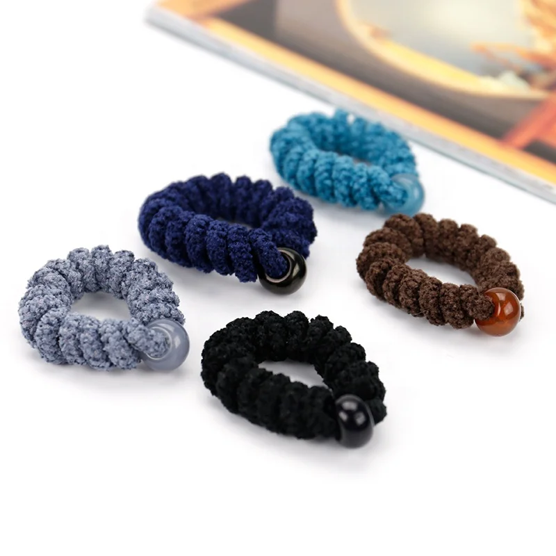 Ins Kknekki Korea Stock High Quality Telephone Coil Circle Hair Band With Colorful Plastic Bead For Women