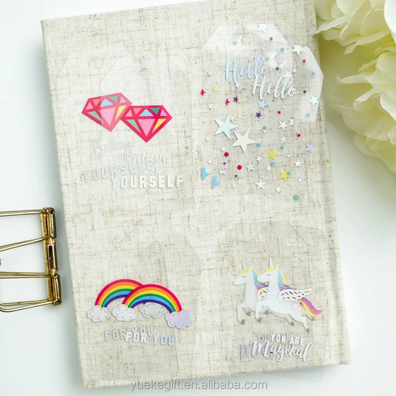 
DIY Unicorn and Rainbow Plastic Hang Tag for Scrapbooking Decoration Die Cut Acetate Hang Tag 