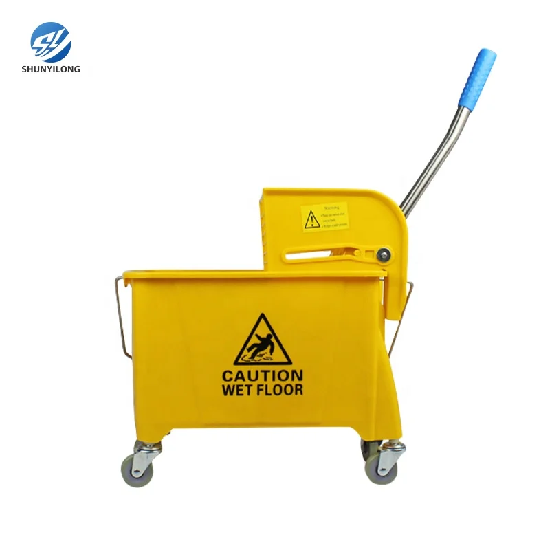 Factory Wholesale 20L/24L/25L/32L/36L PP Plastic Cleaning Mop Hotel Wringer Trolley with Buckets