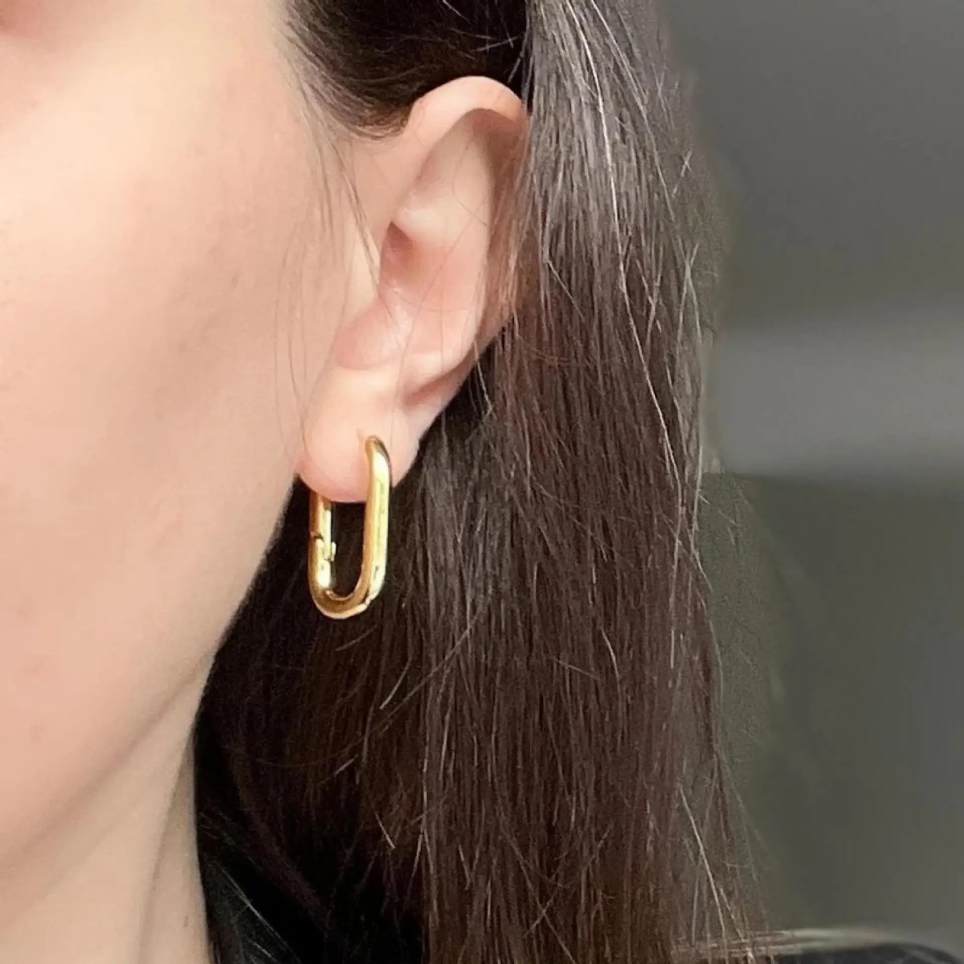 Fashion Plane Cut Geometric Shape Titanium Steel Hoop Earrings Waterproof Stainless Steel Plated 18k Gold Earrings Jewelry