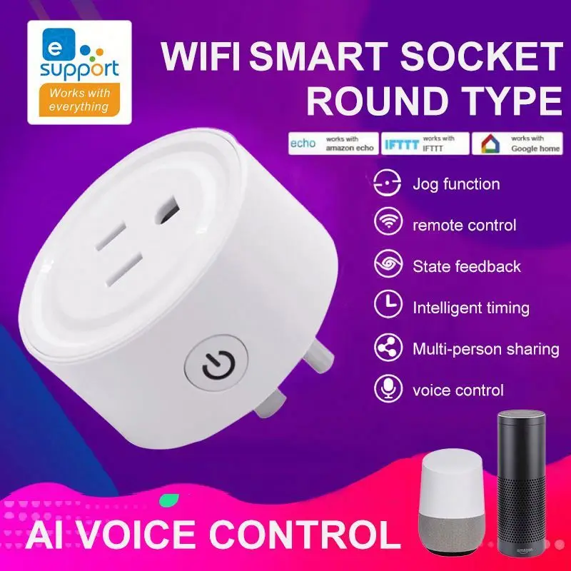 Заводская Продажа умная вилка ewelink smart life retemo control 10A max wifi alexa розетка американского стандарта 240 В переменного