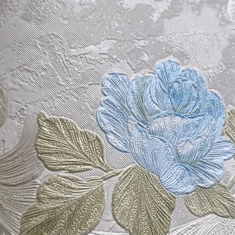 Home Interior Wall 3D PVC embossed flower Wallpaper for home walls