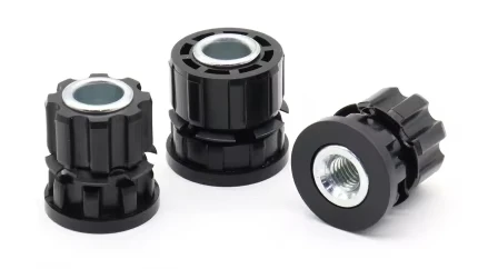 OEM ODM M6 M8 M10 M12 Black Nylon Outdoor umbrella desk chair Tube Pipe to Pipe star sunflower threaded Connecting nuts inserts