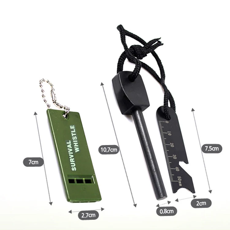 Ferro Rod with Striker Whistle Wrist Lanyard Waterproof Flint Fire Steel Survival Lighter for Camping Backpacking Gear