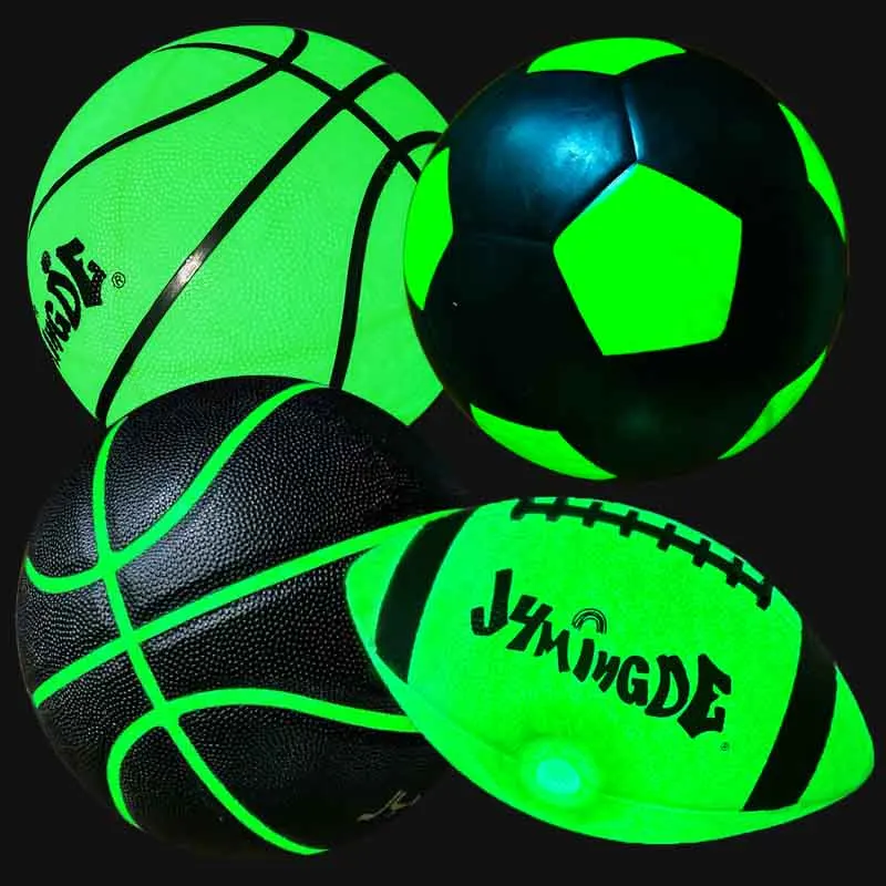 Green light leather custom customizable glow in the dark basket basketball ball glow in the dark at night