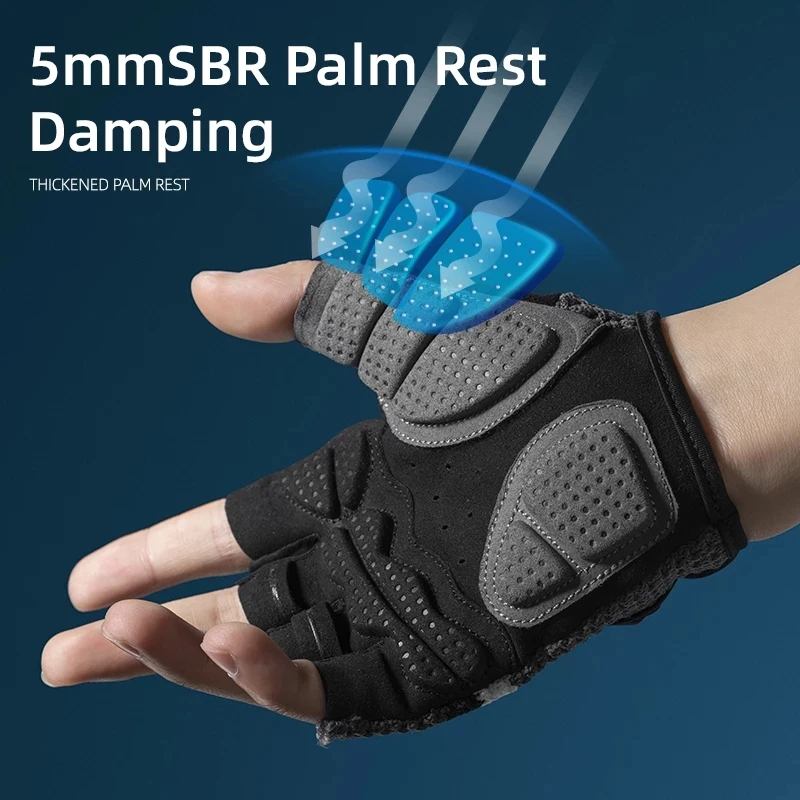 Fabric Fingerless Gloves Motor MTB Bike Gloves Fitness Breathable SBR Shockproof Knitted ROCKBROS Unisex Cycling Gloves Washable