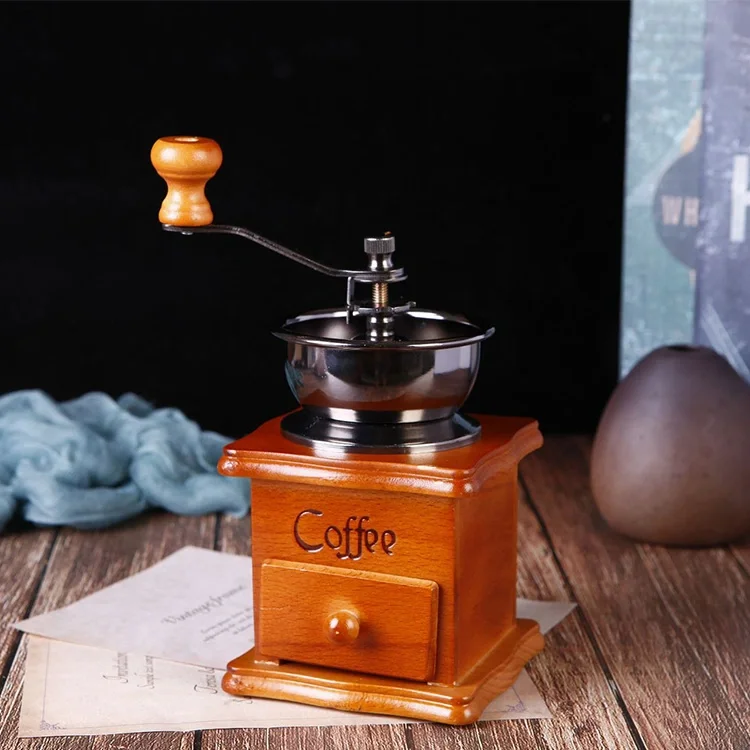 WISDOM Antigua Style Aluminum Alloy Burr Homeuse Espresso Portable Hand Coffee Grinder Manual Hand-Operated Coffee Mill
