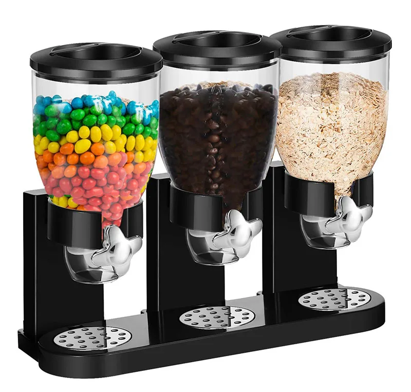 Hotselling Indispensable Dry Food Doulde Dispenser Cereal Container Candy Dispenser Machine for  Kitchen Rice Nuts Countertop