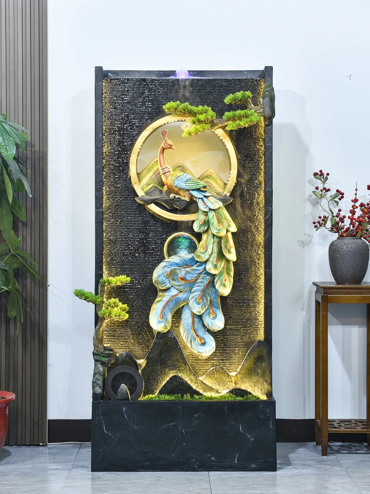 Peacock Fountain Furnishings Indoor Porch Screen Living Room Hotel Company Decoration Housewarming Opening Gift Water Fountain