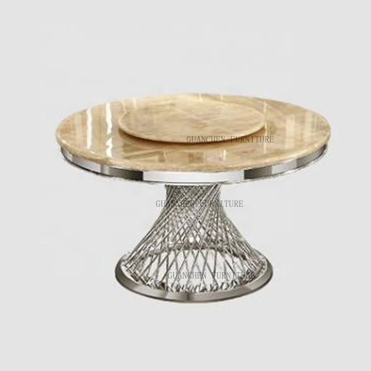 Высококачественный круглый обеденный свадебный стол с оправой из нержавеющей стали золотистого/серебристого цвета