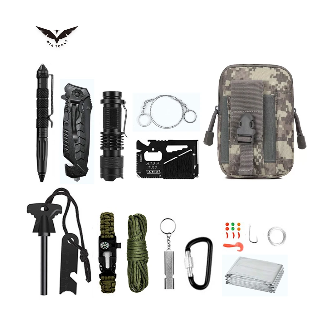Outdoor Camping Multifunction Wilderness Survival Gear First Aid SOS EDC Emergency Survival Kit Set