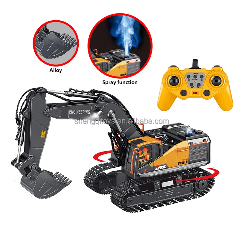 Lucky Toys 1:18 11-Channel RC Excavator Toys 2.4G RC Construction Vehicles Truck with Sound Light Metal Shovel Z6820A