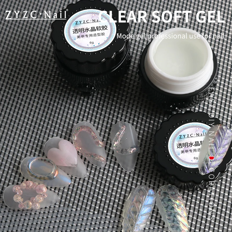 2023 Hot selling PVC Solid Soft Nail Clear UV Gel DIY  Non Sticky 3D Carving Soak Off Gel Polish