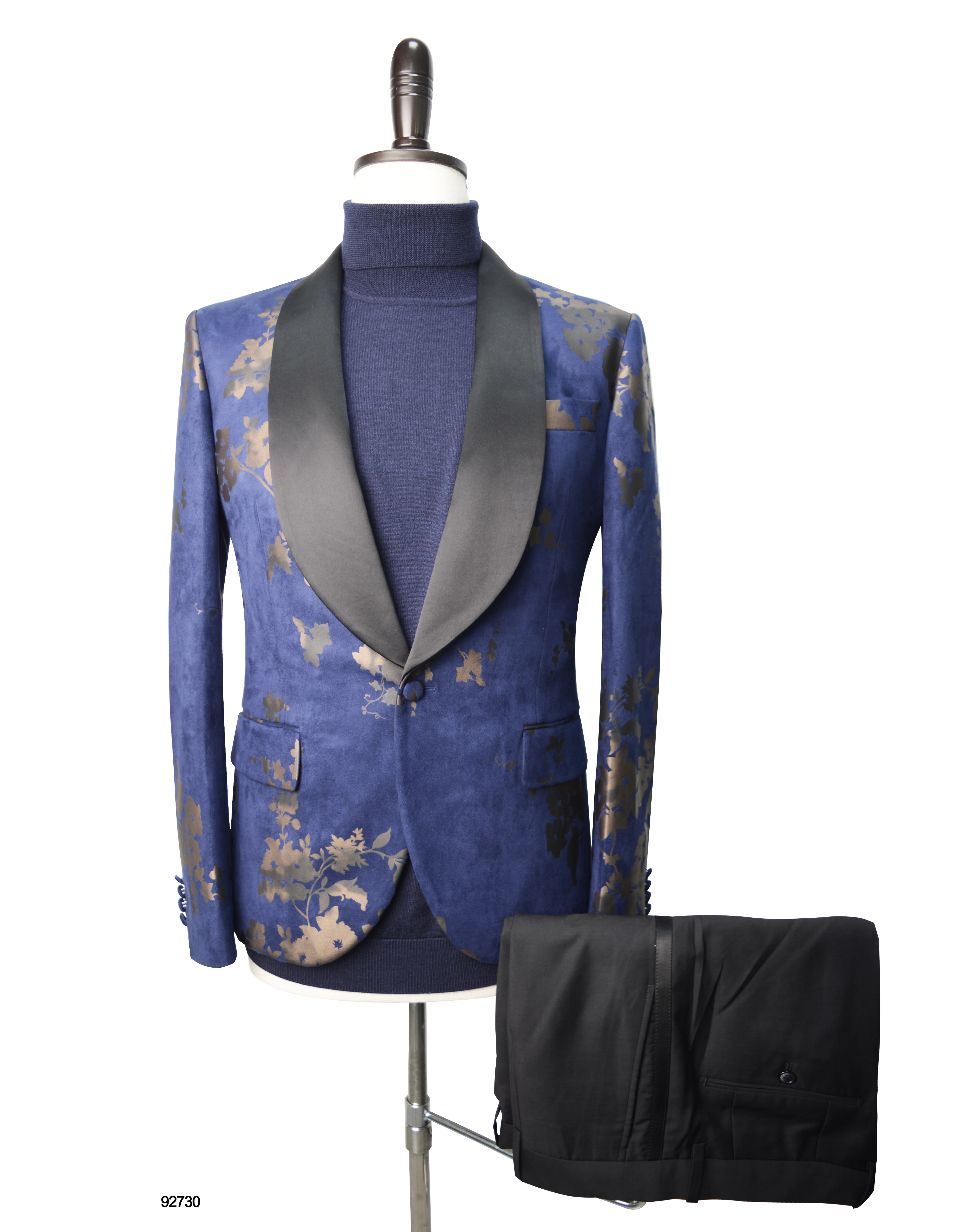 New Design Male Suit Fashion Casual Blazers for Men Custom Blue Plaid 100% Wool Costume Coat Pant Wedding Suit for Men