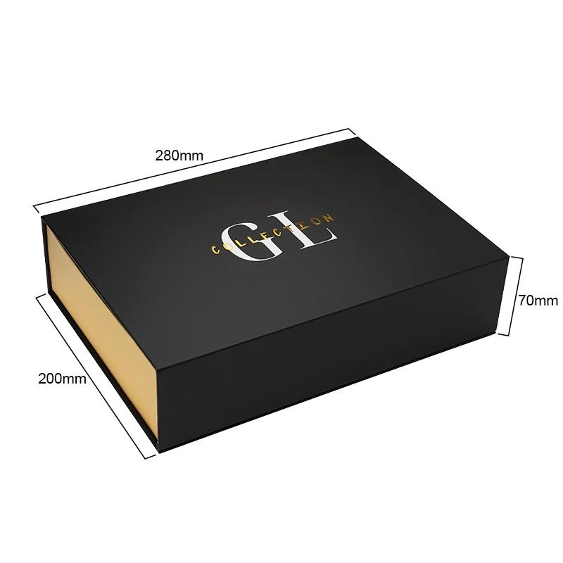 Wholesale Luxury Hair Wig Packaging Black Box Closure Custom Logo Magnetic Gift Box Package