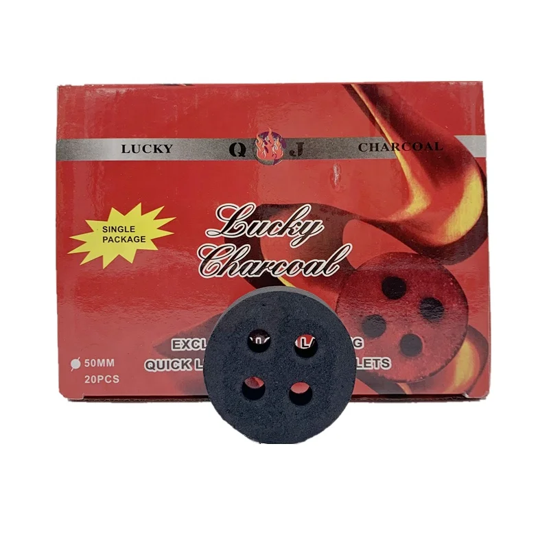YKS instant lighting 50mm 4holes round hookah coal lucky charcoal tablets