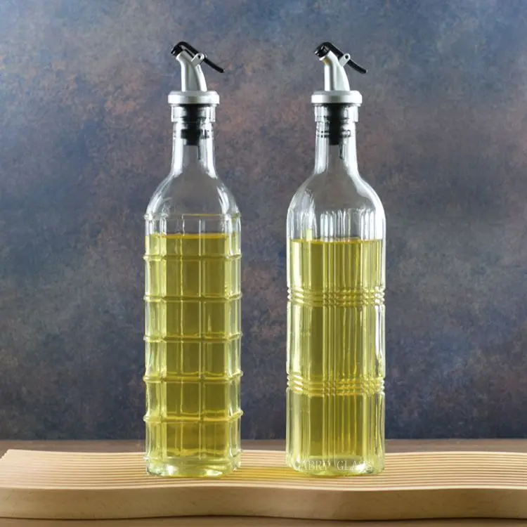 17 oz Square Tall Glass Oil Container Vinegar and Olive Oil Bottle Dispenser 500 ml Oil Bottles for Kitchen Home