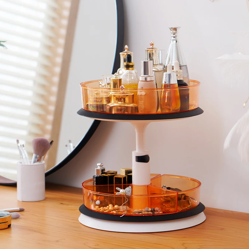 Bathroom Makeup Stations Dressers Plastic Spinning Turntable Storage Tray Rotating Organizer