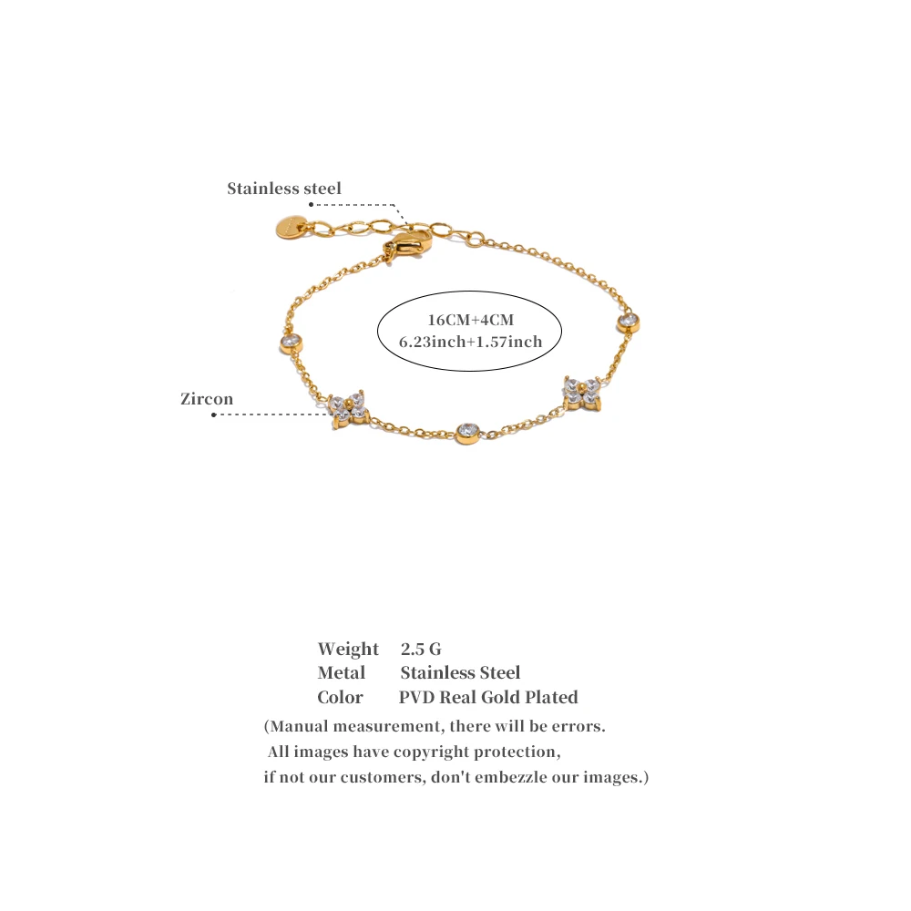 JINYOU 4366 модный дизайн Блестящий циркониевый Цветок Браслет PVD 18k позолоченный браслет из нержавеющей стали для женщин ювелирные изделия