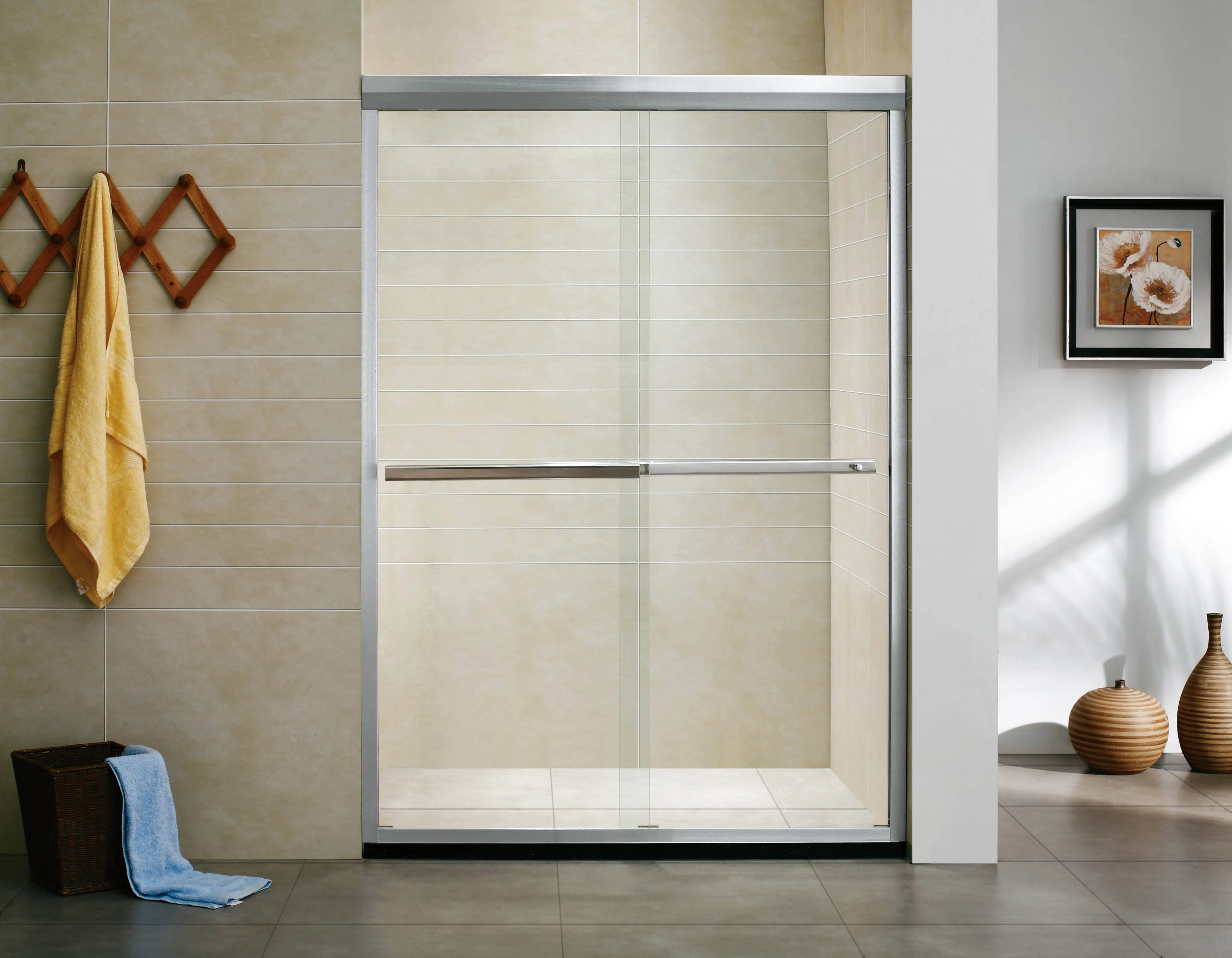 Foshan aluminium shower room sliding glass shower door hardware glass shower screen