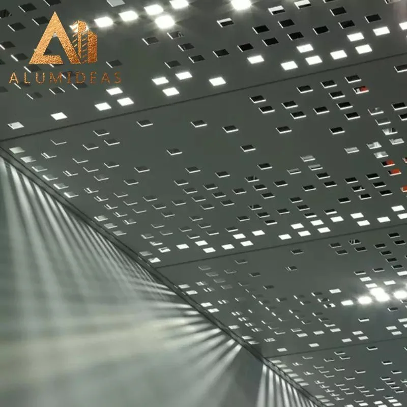Aluminum Perforated CNC Laser Cut Interior Decorative Sound Absorbing Ceiling Panels