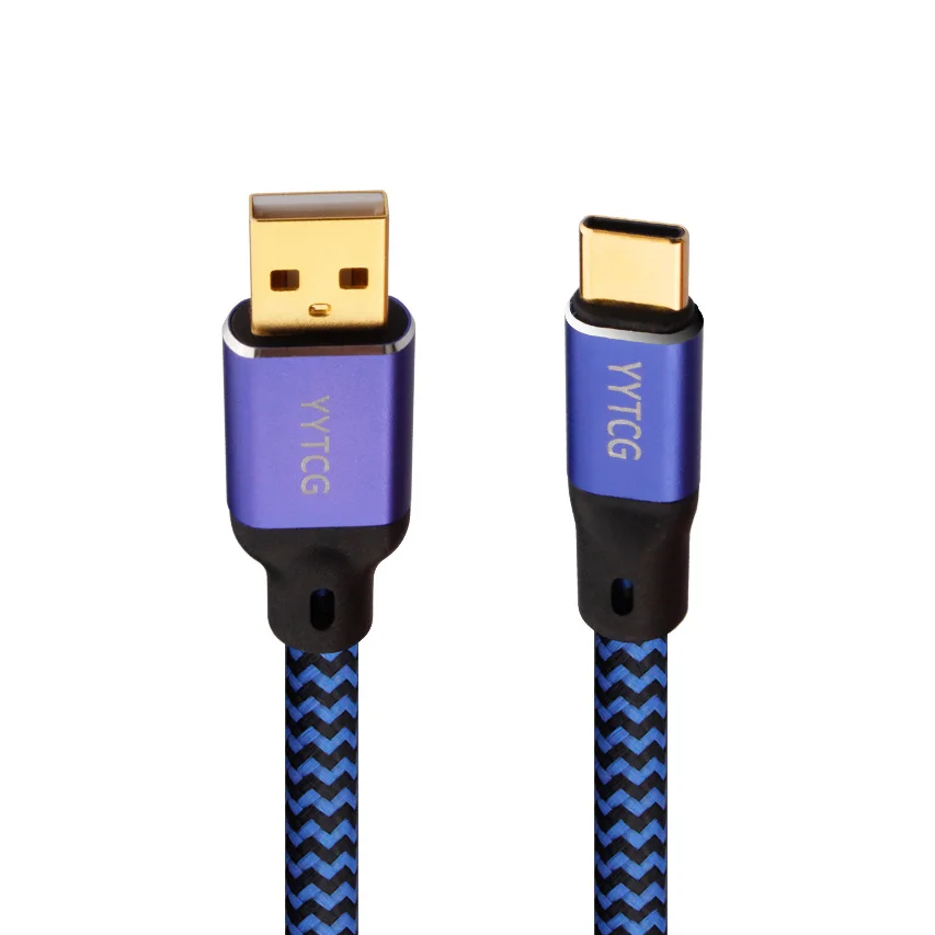 G2 Hifi USB A to Type C Cable OFC Braided Fast Charging Data Power Extension Cable Line USB Audio Cable Male to Male Blue