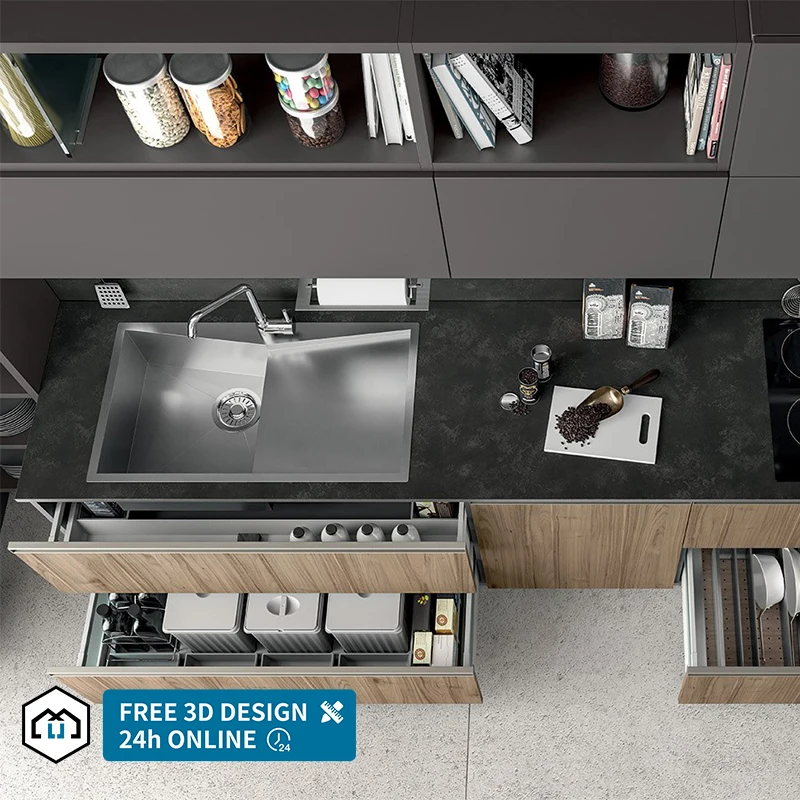 automatic Wholesale High End Modern Design Kitchen Furnitures Cabinet Solid Wood Custom Kitchen Cabinets With Island